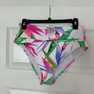 jcpenney White High-Waist Tropical Floral Bikini Bottoms